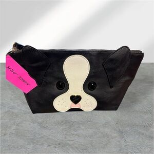 Betsey Johnson Black Dog Face Clutch